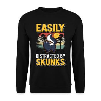 Easily distracted by Skunks Skunks Skunk - Unisex Sweatshirt - black - Front - Alina (178cm) & Michal (187cm)