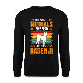 Basenji Frau Kongoterrier Besitzerin - Unisex Pullover - Schwarz - Vorne - Alina (178cm) & Michal (187cm)