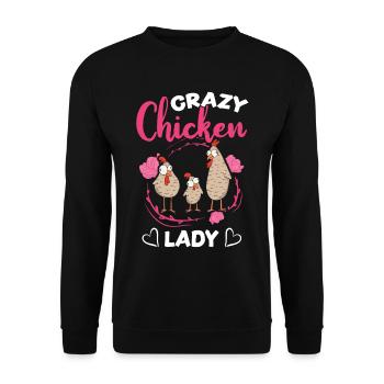 Crazy Chicken lady chicken owner - Unisex Sweatshirt - black - Front - Alina (178cm) & Michal (187cm)