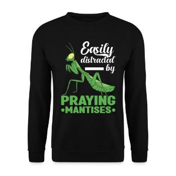 Easily distracted by Praying Mantises Fangschrecke - Unisex Sweatshirt - black - Front - Alina (178cm) & Michal (187cm)