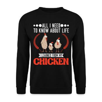 Chicken Saying Chicken Chicken Chicken - Unisex Sweatshirt - black - Front - Alina (178cm) & Michal (187cm)