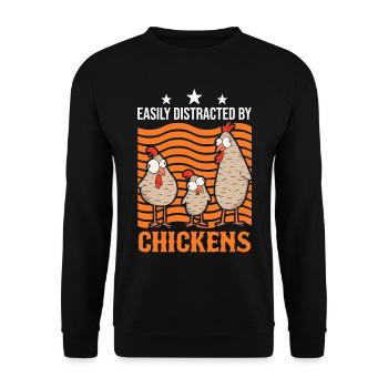 Facilement distrait par Chickens Hühner - Sweat-shirt Unisexe - noir - Devant - Alina (178cm) & Michal (187cm)