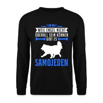 Samojede Engel Schlittenhund - Unisex Pullover - Schwarz - Vorne - Alina (178cm) & Michal (187cm)