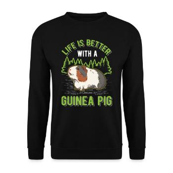 La vie est meilleure avec un cochon d’Inde Meerschweinchen - Sweat-shirt Unisexe - noir - Devant - Alina (178cm) & Michal (187cm)