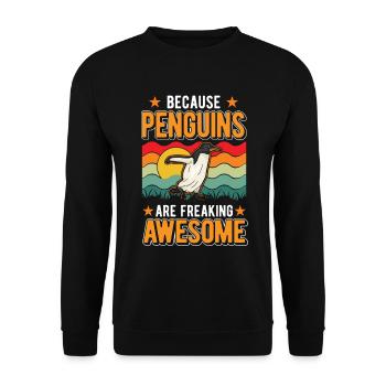 Because Penguins are freaking awesome Pinguin - Unisex Pullover - Schwarz - Vorne - Alina (178cm) & Michal (187cm)