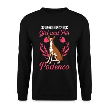 Podenco Girl Lévrier espagnol Ibizan Hound - Sweat-shirt Unisexe - noir - Devant - Alina (178cm) & Michal (187cm)