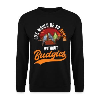 Budgerigar Cadeau Welli Perruche - Sweat-shirt Unisexe - noir - Devant - Alina (178cm) & Michal (187cm)
