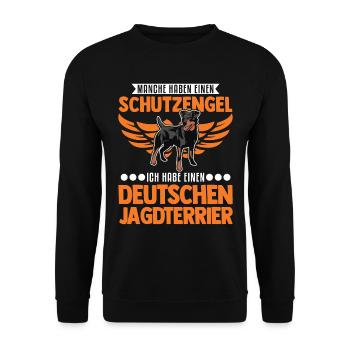 Deutscher Jagdterrier Schutzengel - Unisex Pullover - Schwarz - Vorne - Alina (178cm) & Michal (187cm)