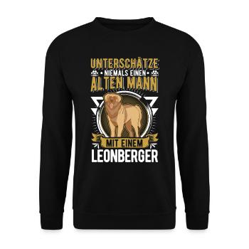 Leonberger Alter Mann Leonberger Rentner - Unisex Pullover - Schwarz - Vorne - Alina (178cm) & Michal (187cm)