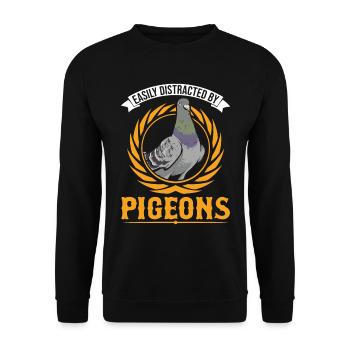 Easily distracted by Pigeons Pigeon - Unisex Sweatshirt - black - Front - Alina (178cm) & Michal (187cm)