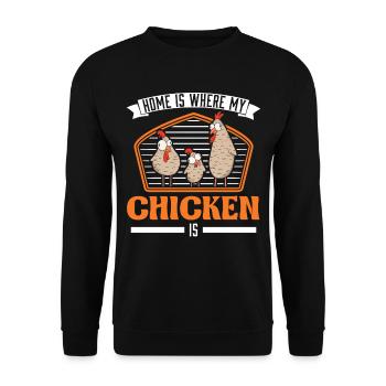 Home is where my Chicken is Chickens - Unisex Sweatshirt - black - Front - Alina (178cm) & Michal (187cm)