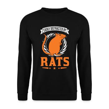 Easily distracted by Rats Ratte - Unisex Pullover - Schwarz - Vorne - Alina (178cm) & Michal (187cm)