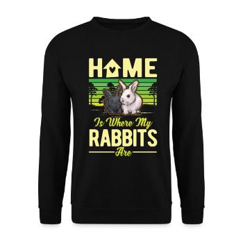 Home is where my Rabbits are Rabbit Rabbit - Unisex Sweatshirt - black - Front - Alina (178cm) & Michal (187cm)