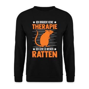 Ratten Therapie Rattenbesitzer Geschenk - Unisex Pullover - Schwarz - Vorne - Alina (178cm) & Michal (187cm)