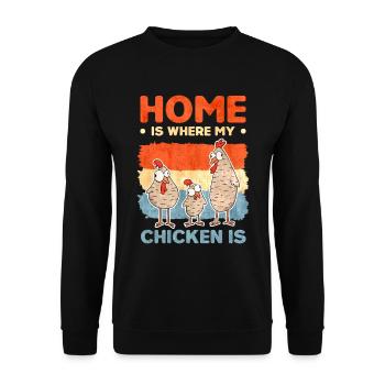 Poulets Fermier à domicile Poulet - Sweat-shirt Unisexe - noir - Devant - Alina (178cm) & Michal (187cm)
