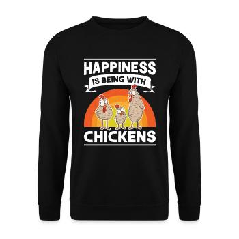 Le bonheur, c’est d’être avec Chickens Hühner - Sweat-shirt Unisexe - noir - Devant - Alina (178cm) & Michal (187cm)