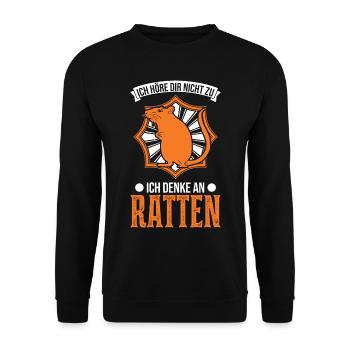 Ich höre dir nicht zu Ich denke an Ratten - Unisex Pullover - Schwarz - Vorne - Alina (178cm) & Michal (187cm)