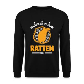Zuhause ist wo meine Ratten sind - Unisex Pullover - Schwarz - Vorne - Alina (178cm) & Michal (187cm)