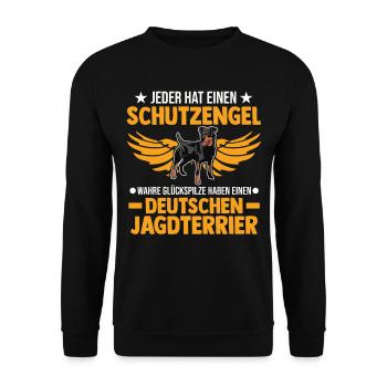 Deutscher Jagdterrier Schutzengel - Unisex Pullover - Schwarz - Vorne - Alina (178cm) & Michal (187cm)