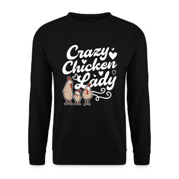 Crazy Chickens Mrs. Crazy Chicken lady - Unisex Sweatshirt - black - Front - Alina (178cm) & Michal (187cm)