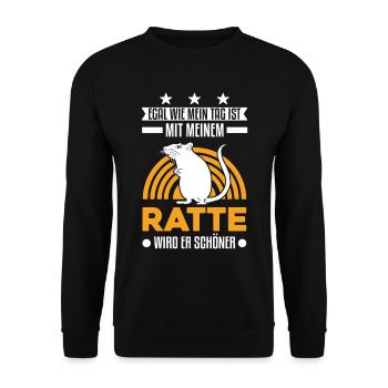 Ratten Geschenk Rattenbesitzer - Unisex Pullover - Schwarz - Vorne - Alina (178cm) & Michal (187cm)