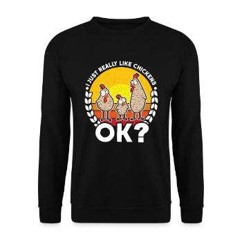 J’aime vraiment Les poulets ok Hühner - Sweat-shirt Unisexe - noir - Devant - Alina (178cm) & Michal (187cm)