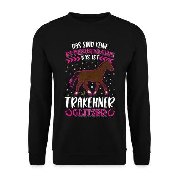Trakehner Glitzer - Unisex Pullover - Schwarz - Vorne - Alina (178cm) & Michal (187cm)
