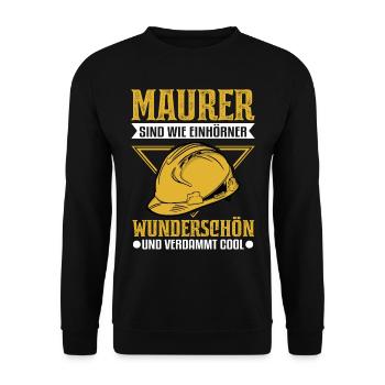 Maurer Einhorn Mauerer Maurermeister - Unisex Pullover - Schwarz - Vorne - Alina (178cm) & Michal (187cm)