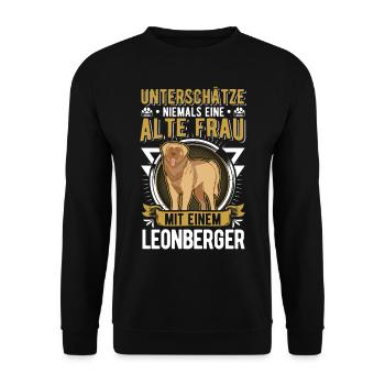 Leonberger Alte Frau - Unisex Pullover - Schwarz - Vorne - Alina (178cm) & Michal (187cm)