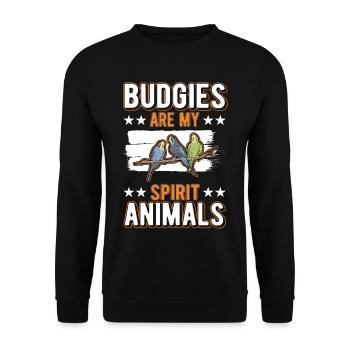 Les perruches sont mes animaux spirituels Wellensittich - Sweat-shirt Unisexe - noir - Devant - Alina (178cm) & Michal (187cm)