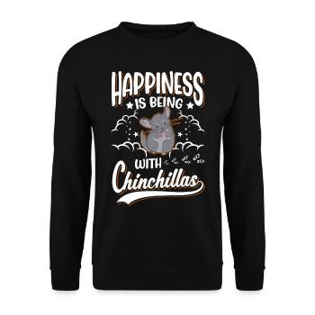 Happiness is being with Chinchillas - Unisex Pullover - Schwarz - Vorne - Alina (178cm) & Michal (187cm)