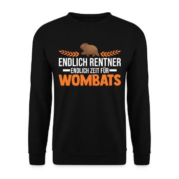 Endlich Rentner Endlich Zeit für Wombats - Unisex Pullover - Schwarz - Vorne - Alina (178cm) & Michal (187cm)