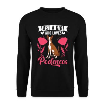 Just a girl who loves Podencos Mädchen - Unisex Pullover - Schwarz - Vorne - Alina (178cm) & Michal (187cm)