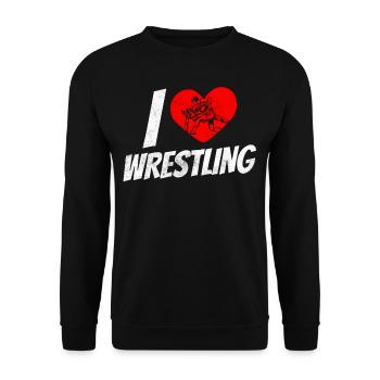 Ich Liebe Wrestling Ringer Ringen Ringkampf - Unisex Pullover - Schwarz - Vorne - Alina (178cm) & Michal (187cm)