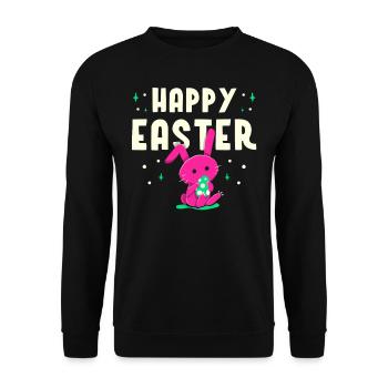 Happy Easter Easter Easter Easter Egg Sayings - Unisex Sweatshirt - black - Front - Alina (178cm) & Michal (187cm)