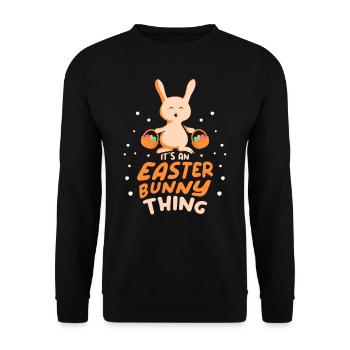 Es Ist Eine Osterhasen Sache Ostern Osterfest - Unisex Pullover - Schwarz - Vorne - Alina (178cm) & Michal (187cm)