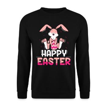 Joyeuses Pâques Dictons Easter Easter Egg Lapin de Pâques - Sweat-shirt Unisexe - noir - Devant - Alina (178cm) & Michal (187cm)