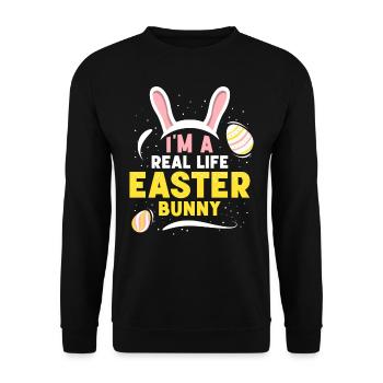 Ich Bin Ein Echter Osterhase Ostern Osterfest - Unisex Pullover - Schwarz - Vorne - Alina (178cm) & Michal (187cm)