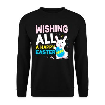 Je souhaite à tous une joyeuse Pâques de Pâques - Sweat-shirt Unisexe - noir - Devant - Alina (178cm) & Michal (187cm)