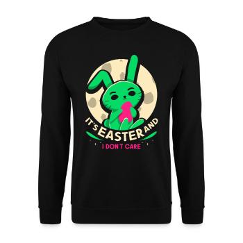 Es Ist Ostern Und Es Ist Mir Egal Sprüche - Unisex Pullover - Schwarz - Vorne - Alina (178cm) & Michal (187cm)