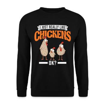 J’aime vraiment Les poulets ok Hühner - Sweat-shirt Unisexe - noir - Devant - Alina (178cm) & Michal (187cm)