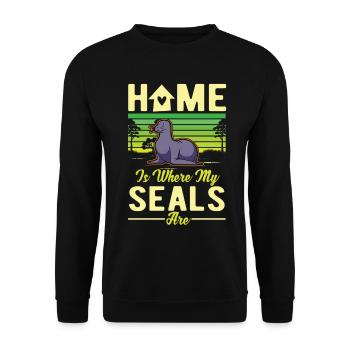 La maison est l’endroit où mes phoques sont des phoques lions de mer - Sweat-shirt Unisexe - noir - Devant - Alina (178cm) & Michal (187cm)