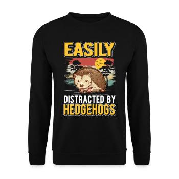 Facilement distrait par Hedgehogs Hedgehog - Sweat-shirt Unisexe - noir - Devant - Alina (178cm) & Michal (187cm)