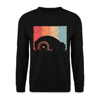 Tondeuse à gazon robotisée rétro Tondeuse à gazon robotisée Vintage - Sweat-shirt Unisexe - noir - Devant - Alina (178cm) & Michal (187cm)