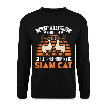 Siamkatze Geschenk Siamesische Katze - Unisex Pullover - Schwarz - Vorne - Alina (178cm) & Michal (187cm)