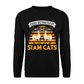 Easily distracted by Siam Cats Siamese Cat - Unisex Sweatshirt - black - Front - Alina (178cm) & Michal (187cm)