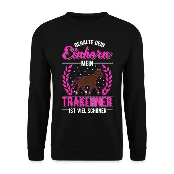 Trakehner Einhorn Trakehner Geschenk - Unisex Pullover - Schwarz - Vorne - Alina (178cm) & Michal (187cm)