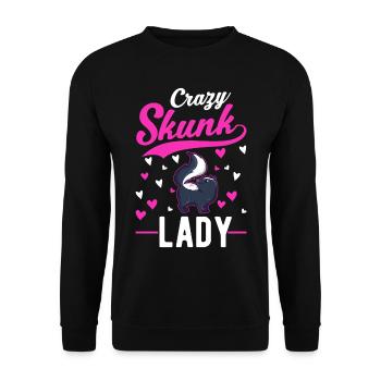 Crazy Skunk lady Stinktier - Unisex Pullover - Schwarz - Vorne - Alina (178cm) & Michal (187cm)