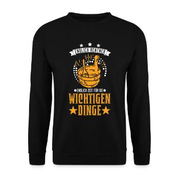Sauna Rentner Saunieren Opa Saunagänger - Unisex Pullover - Schwarz - Vorne - Alina (178cm) & Michal (187cm)