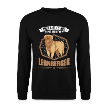 Mich gibt es nur mit meinem Leonberger - Unisex Pullover - Schwarz - Vorne - Alina (178cm) & Michal (187cm)